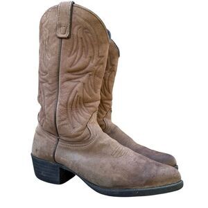 TEXAS Brand Tan Suede Leather Western Cowboy Boots Women's Size 9.5 USA